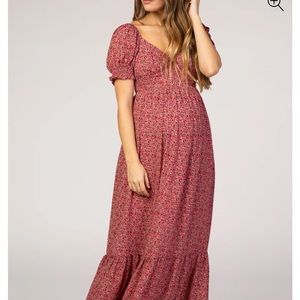 PinkBlush - floral maxi puff sleeve dress (M)